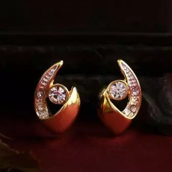 Позолоченные серьги-гвоздики Estele AD с кристаллами