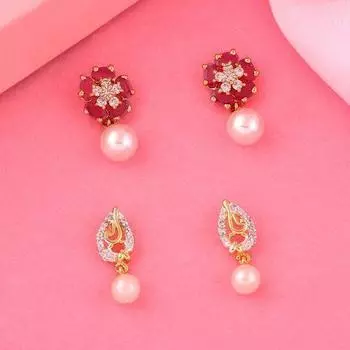 Позолоченные серьги-гвоздики Estele на день Святого Валентина для жены и девочек