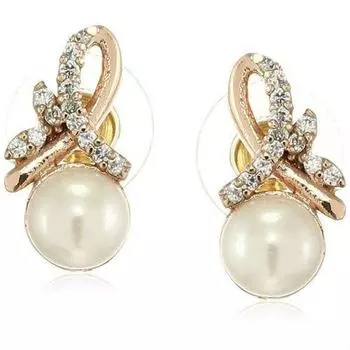 Позолоченные серьги-гвоздики Estele с ослепительным жемчугом и австрийскими кристаллами для девочек и женщин