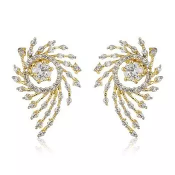 Позолоченные серьги-гвоздики с белым рекламным камнем