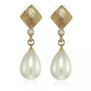 Позолоченные серьги-капли Estele с текстурированным бриллиантом и жемчугом для девочек и женщин