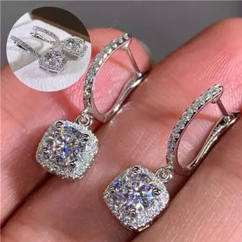 Позолоченные серьги-капли, женские серьги с кубическим цирконием, пара 2.5cm