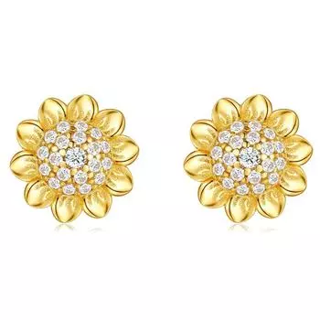 Позолоченные серьги-подсолнухи для женщин, модные серьги-гвоздики с цирконами, ювелирные изделия, подарки на день рождения для девочек