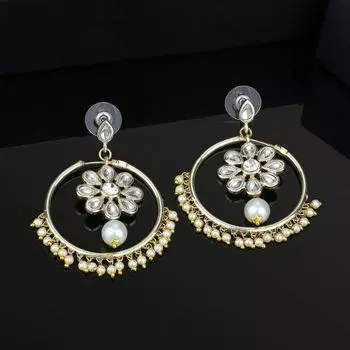 Позолоченные традиционные женские серьги Чандбали Estele с жемчугом и кунданом