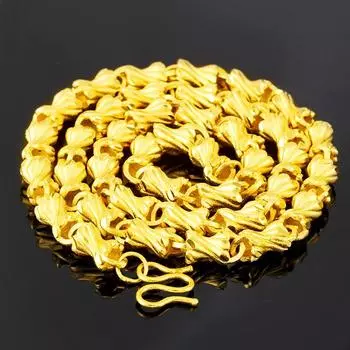 Позолоченные ювелирные изделия Мужское золотое ожерелье Песочное золото Ювелирные изделия Автомобильное ожерелье из цветочной кости