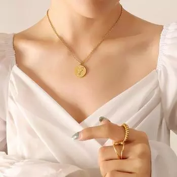 Позолоченные ювелирные изделия, ожерелье с круглым кулоном из розового циркония, высококачественная цепочка на ключицу