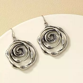 Позолоченные винтажные висячие серьги с геометрическим рисунком, индивидуальный дизайн для женщин, вечерние, праздничные, подарки, 1 пара серебряный