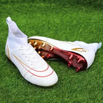 Позолоченные высокие футбольные бутсы мужские Ronaldo high-end AG шипы искусственная трава взрослые игровые тренировочные бутсы женские 33