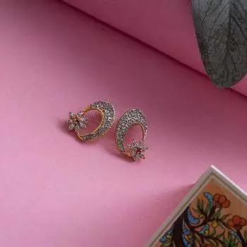 Позолоченные женские серьги Estele со звездами и луной из американских бриллиантов