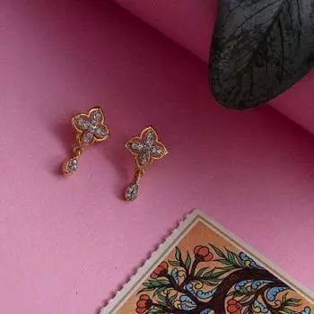 Позолоченные женские серьги-гвоздики Estele с американскими бриллиантами