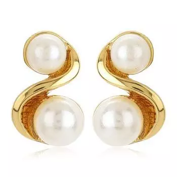 Позолоченные женские серьги-гвоздики с жемчугом