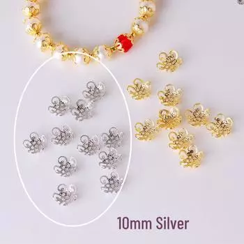 Позолоченный 18-каратным золотом держатель-разделитель для бусин в виде колпачка цветка для изготовления ювелирных изделий своими руками