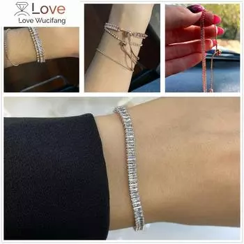 Позолоченный 4 мм кубический цирконий Cz регулируемый кристалл теннисный браслет для девочек женщин роскошный стиль ювелирные изделия подарок