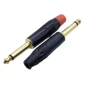 Позолоченный 6,35 мм моно 2-полюсный микрофонный аудиоразъем Tail красный