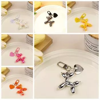 Позолоченный акриловый брелок в виде собаки с воздушным шаром, брелок в виде собаки в виде сердца, декоративный рюкзак