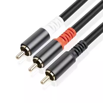 Позолоченный алюминиевый RCA Male to Dual RCA Male аудиокабель усилителя с двойным экранированием 1 meter чёрный