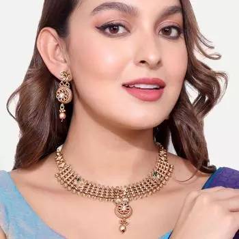 Позолоченный антикварный комплект ожерелий для женщин белый