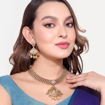 Позолоченный антикварный комплект ожерелий для женщин белый