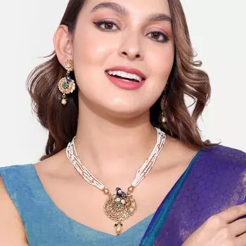 Позолоченный антикварный комплект ожерелий для женщин белый