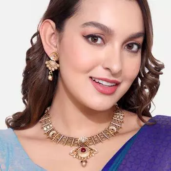 Позолоченный антикварный комплект ожерелий для женщин белый