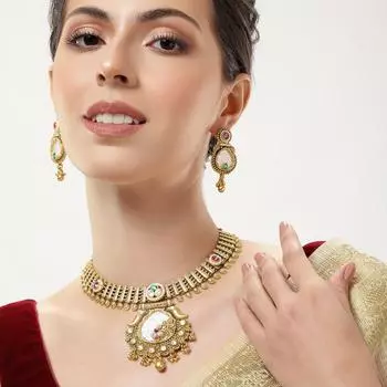 Позолоченный антикварный комплект ожерелий для женщин белый