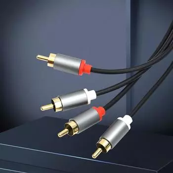 Позолоченный аудиокабель 2Rca до 2 Rca между мужчинами RCA, аудиокабель с усилителем, 1 м, 2 м, 3 м 1m