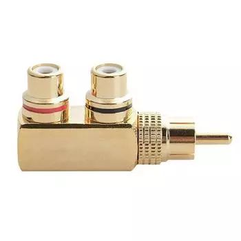 Позолоченный AV аудио разветвитель штекер RCA адаптер 1 штекер на 2 гнезда F разъем инструмент