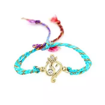 Позолоченный браслет Estele Divine «OM» с австрийскими кристаллами и изысканной шелковой нитью.