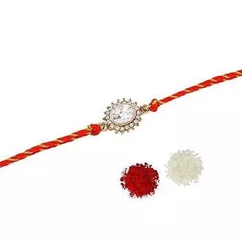 Позолоченный браслет Estele Sacred Sparkle с яркими австрийскими кристаллами и божественной красной шелковой нитью.