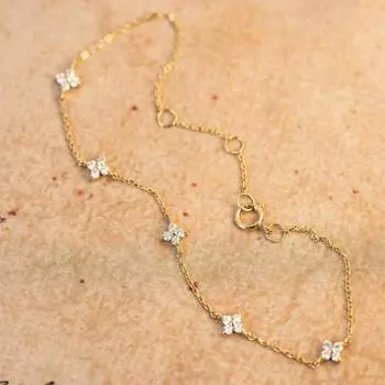 Позолоченный браслет с блестящим цирконом и цветком для женщин и девочек, корейский темперамент, изысканные ювелирные изделия, подарки 19cm&Gold