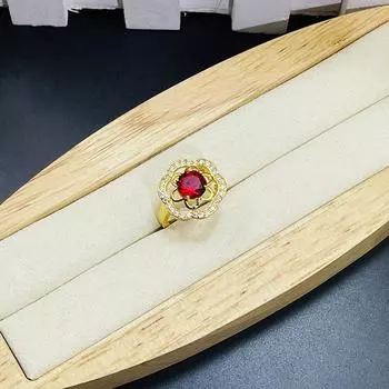 Позолоченный цветочный комплект с красными ювелирными камнями, ожерелье из электрик-золота, комплект украшений из серег, комплект из ожерелья и серег.