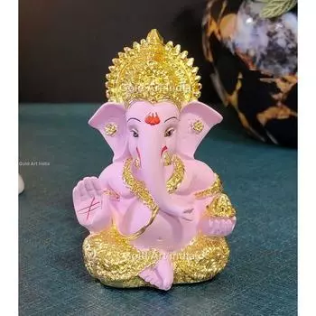 Позолоченный Ганеша терракотового цвета - Идеально подходит для приборных панелей автомобилей, офисных и домашних полок, пуджи Дивали и в качестве подарка