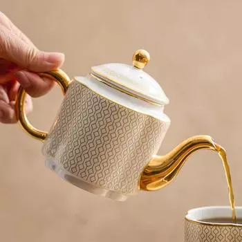 Позолоченный керамический чайник, устойчивый к высоким температурам, домашний чайник для заваривания с отверстием для фильтра