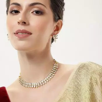 Позолоченный комплект ожерелий Polki для женщин белый