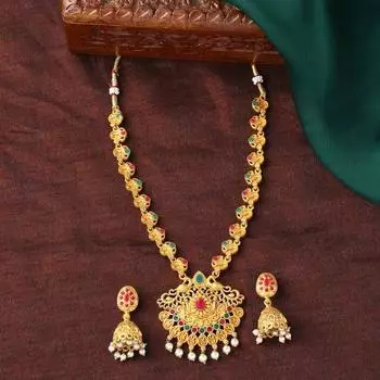 Позолоченный комплект восхитительного дизайнерского ожерелья в виде павлина с кристаллами для женщин Estele