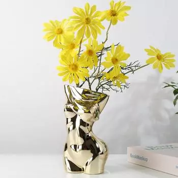 Позолоченный корпус Керамическая ваза Декоративная утварь Искусство Главная Гостиная Цветочная композиция Женское искусство Ваза из сухоцветов Украшения чёрный