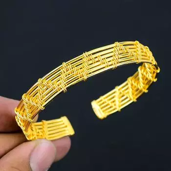 Позолоченный проволочный браслет для нее Adjustable золотистый