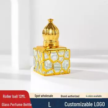 Позолоченный стеклянный флакон для духов объемом 12 мл - портативный дизайн в виде куба для воды 12ML Glass золотой