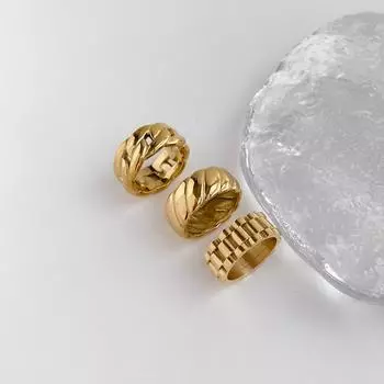 Позолоченный стильный ремешок для часов из нержавеющей стали 316L, кольца для женщин, массивные кольца на палец, водонепроницаемые ювелирные изделия, подарок 8