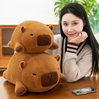 PP Cotton Hamburg Capybara Plush Toys Cartoon Stuffed Capybara Doll Home Decor 35cm