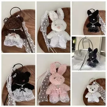 ПП хлопок плюш кролик кулон бант животное брелок пряжка креативная кружевная юбка медведь брелок дети brown-bear