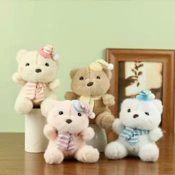 PP хлопок плюшевый медведь кукла брелок на день рождения шляпа шляпа одежда медведь кулон подвесной аксессуар темно-коричневого