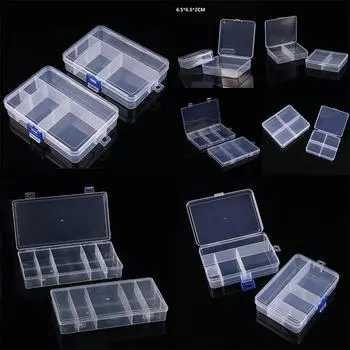Пластиковый ящик для хранения PP, кейс для хранения ювелирных изделий, бисерных предметов. Органайзер-коробка прямоугольная многофункциональная домашняя гостиная прозрачная коробка 6.5*6.5*2cm