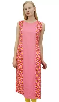 Pphagun Женская хлопковая персиковая индивидуальная куртка Kurta Straight Kurti без рукавов 10 персиковый