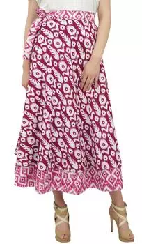 Pphagun Женская летняя одежда Розовая двусторонняя хлопковая длинная накидка с принтом икат One Size розовый