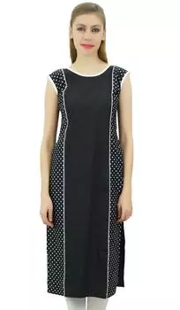 Pphagun Женская однотонная хлопковая черная повседневная индийская этническая куртка без рукавов 10 чёрный