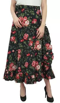 Pphagun Женский ремень с запахом и цветочным принтом, хлопок, оборки, магия One Size чёрный