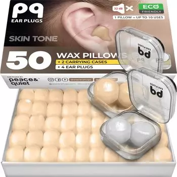PQ Силиконовые беруши для сна 50 Силиконовые беруши для сна и плавания Шумоподавление и защита ушей с гелевыми берушами для сна