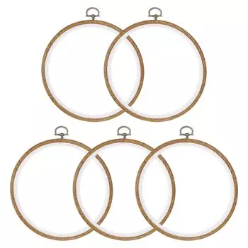 Пяльцы для вышивки крестом YOKIVE, 5 шт., 16 см, круглые, деревянные, круглые, идеально подходят для вышивки своими руками, рукоделия, шитья, подвешивания.