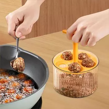 Пять фрикаделек с контейнером, креативная кухня DIY пресс-инструмент для приготовления фрикаделек, контейнер для хранения фарша с крышкой One Size оранжевый